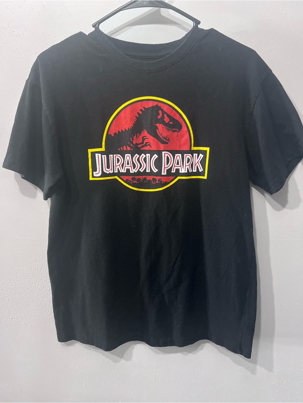 Jurassic Park Mens Black Short Sleeve Graphic cotton T-Shirt Size Large #dinosau